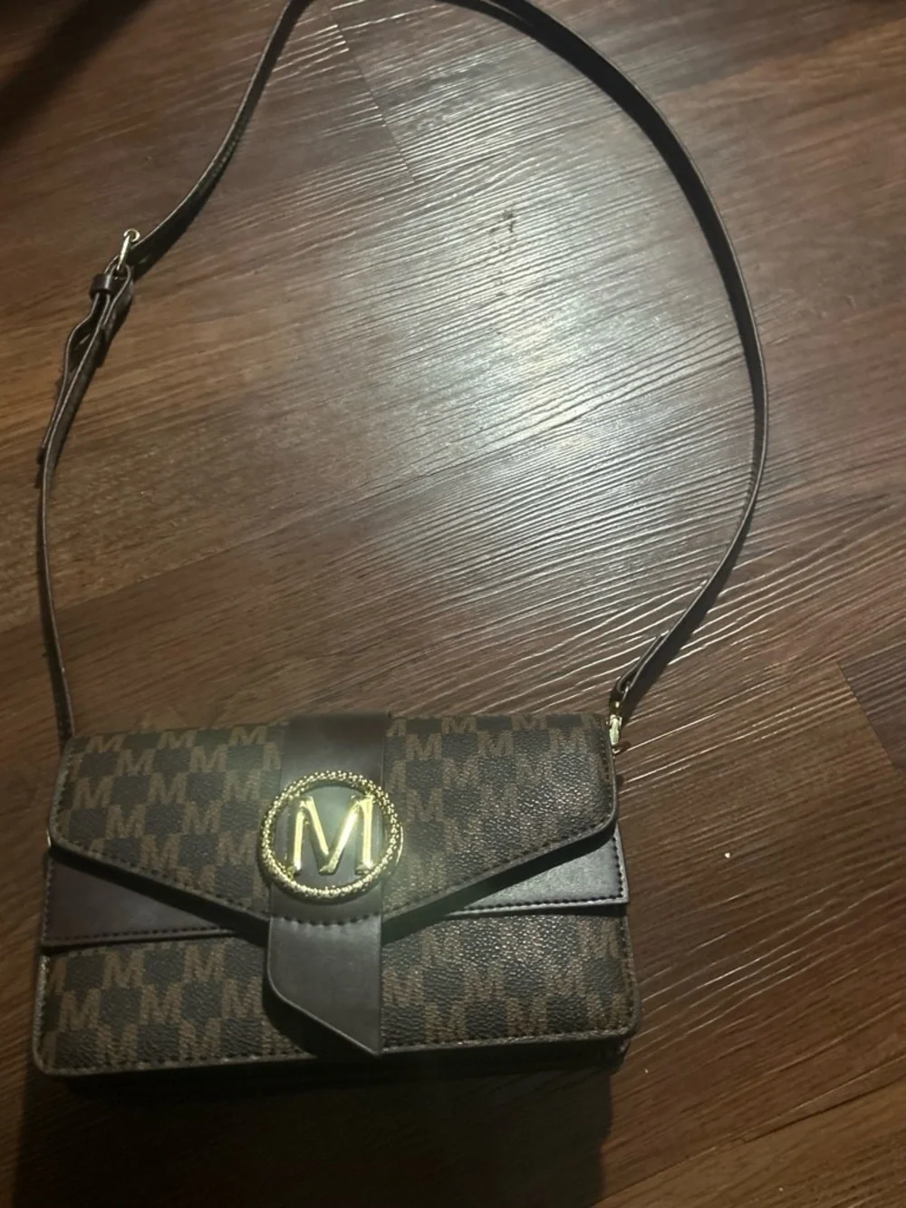 Michael Kors Brown MK Logo Shoulder Crossbody
